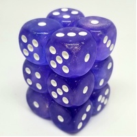 Borealis Purple/White Luminary 16mm d6 Dice Block (12)