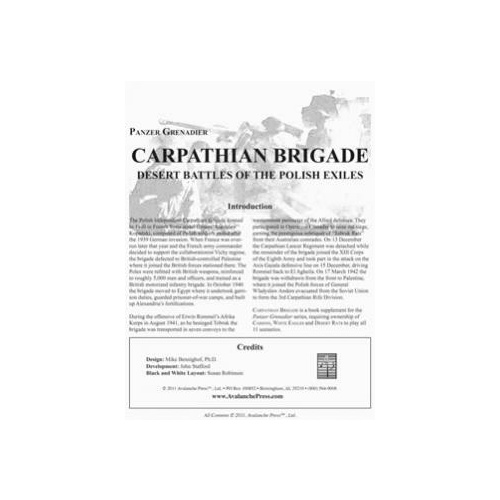 Panzer Grenadier: Carpathian Brigade Scenario Supplement