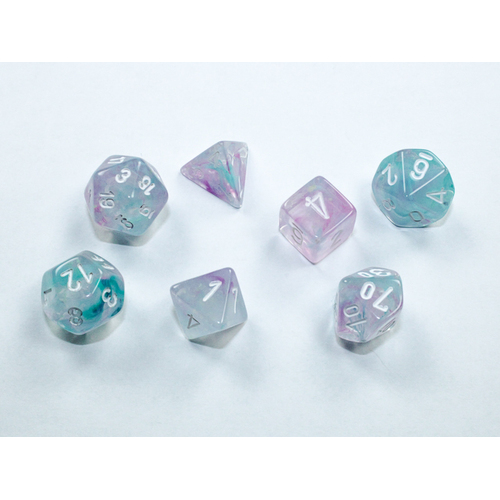 Mini-Polyhedral Dice Set: Nebula Wisteria/White (7)