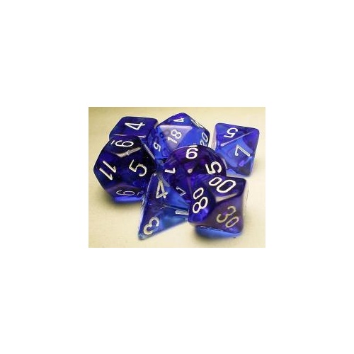 Translucent Blue/White Polyhedral Roleplaying Dice Set (7)