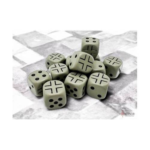 Germany War Dice Opaque Dark Grey/black 16mm d6 Dice Block (12 dice)