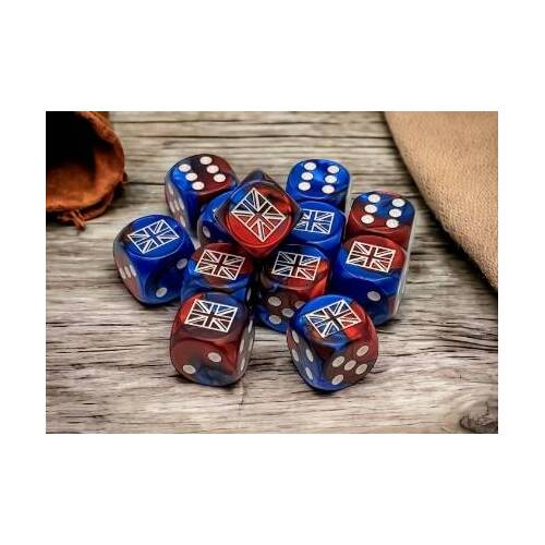 Great Britain War Dice Gemini Blue-Red/white 16mm d6 Dice Block (12 dice)