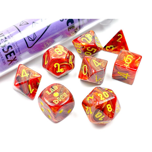 Vortex Polyhedral Die Set: Underworld/yellow 7-Die Set (with bonus die)