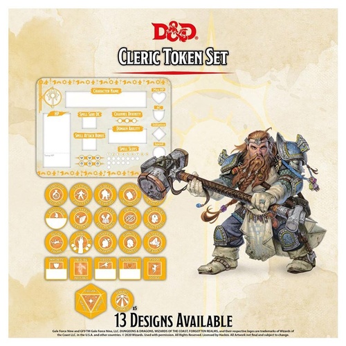 D&D Character Tokens: Cleric Token Set (Player Board & 23 tokens)