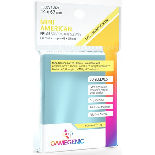 Gamegenic Prime Board Game Sleeves - Mini American-Sized (44mm x 67mm) (50 Sleeves Per Pack)