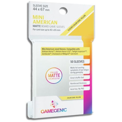 Gamegenic Matte Board Game Sleeves - Mini American Sized (44mm x 67mm) (50 Sleeves Per Pack)