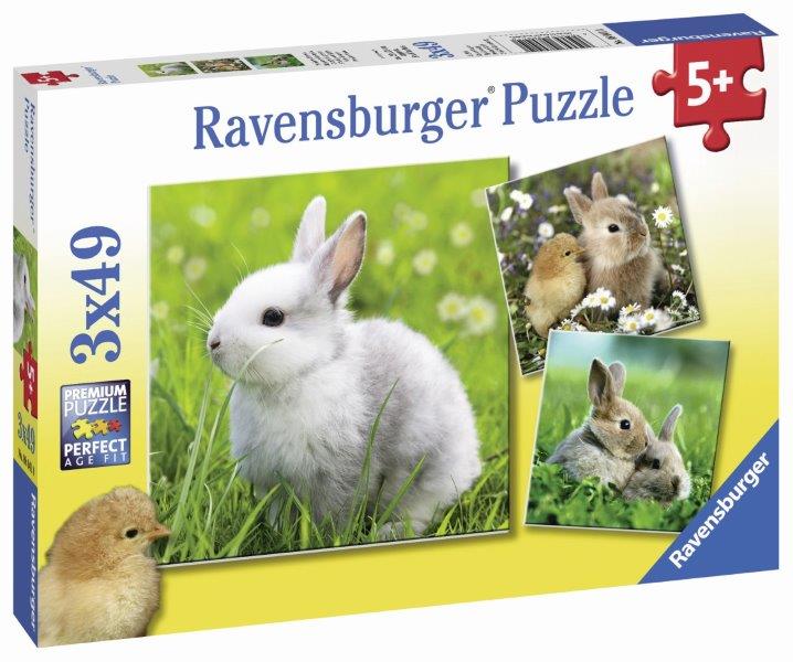 Ravensburger: Cute Bunnies Puzzle 3x49pc