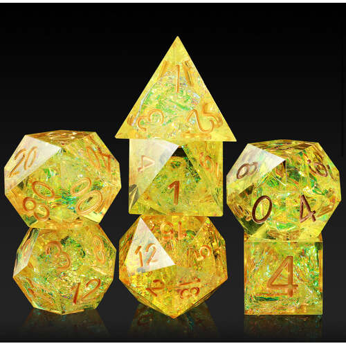 Aussiecard: Sharp Point Resin Dice: Yellow