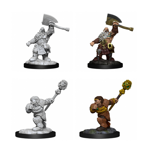 Magic the Gathering Unpainted Miniatures: Dwarf Fighter & Dwarf Cleric